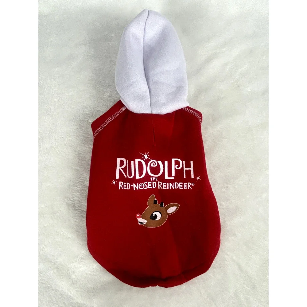 NEW Rudolph the Red-Nosed Reindeer Pet Dog Hoodie Size‎ XS 11-13